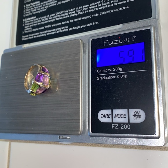 14K Gold Amethyst Peridot & Diamond Accents Ring - Picture 11 of 11